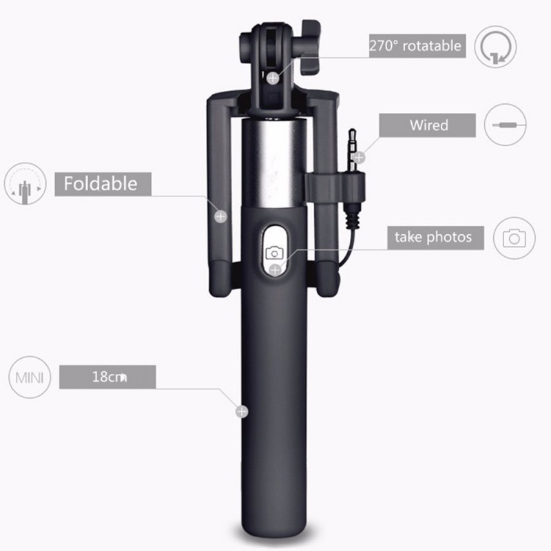 Extendable Ultra Slim Wired Selfie Stick