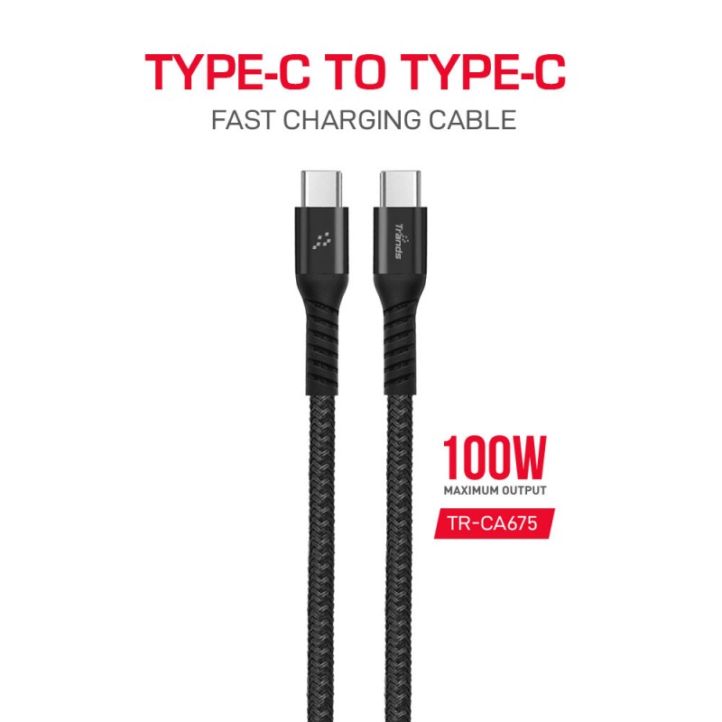 100W Nylon Braided Type-C Cable