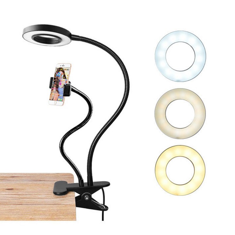 Flexible Mobile Phone Holder with Selfie Ring Light