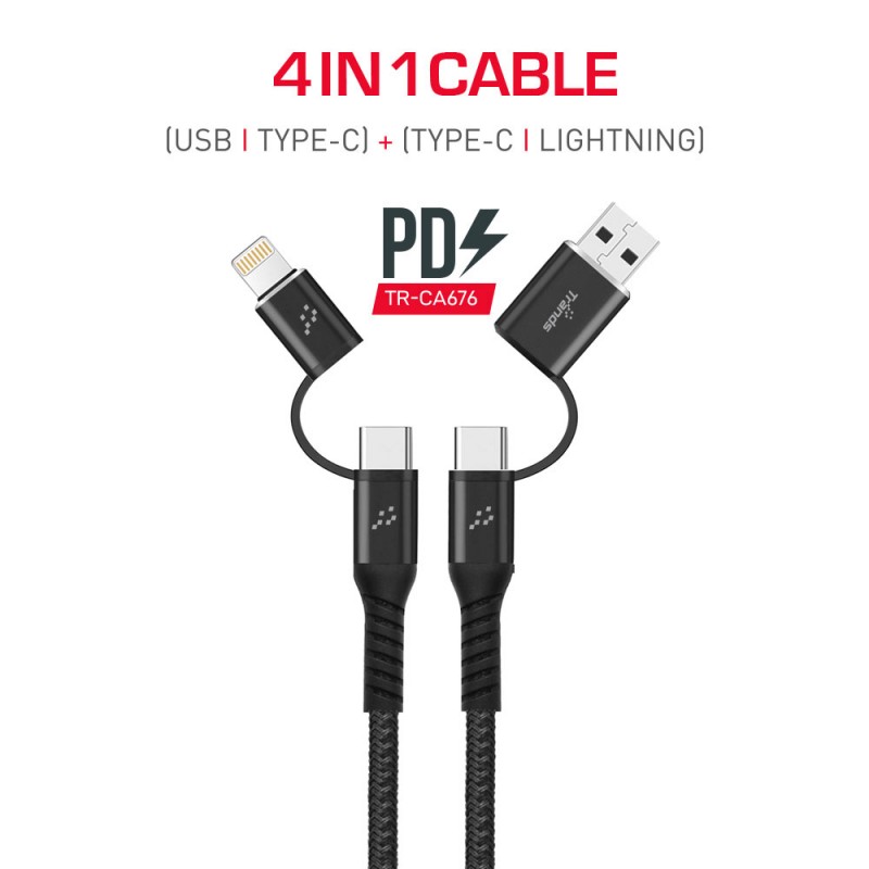 4 in 1 Cable (USB and Type-C) + (Type-C and Lightning)