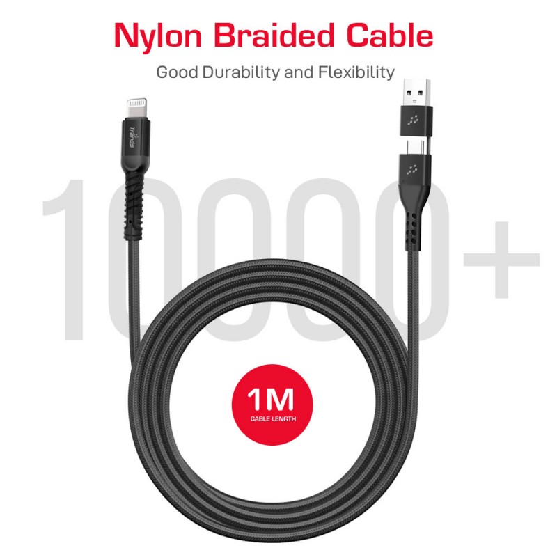 20W Lightning to Type-C and USB Cable