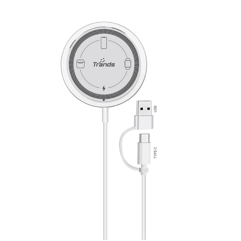 3 in 1 Wireless Charger with 2 in 1 Cable