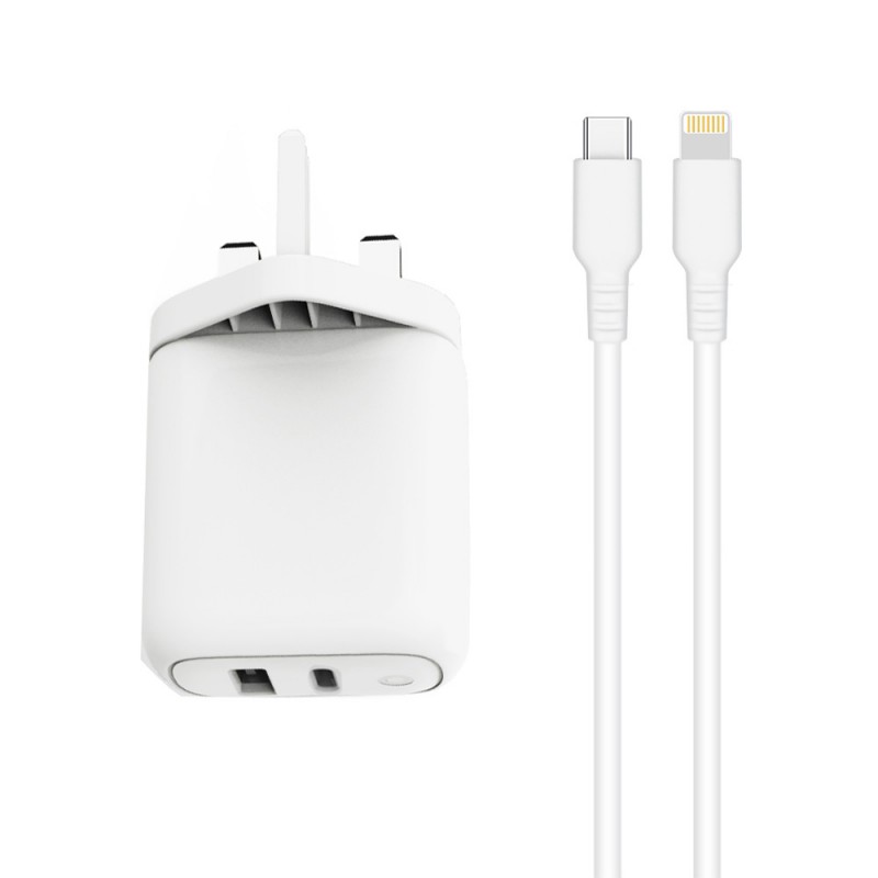 36W PD and Qualcomm Quick Charge 3.0 Charger with Type-C to Lightning Cable