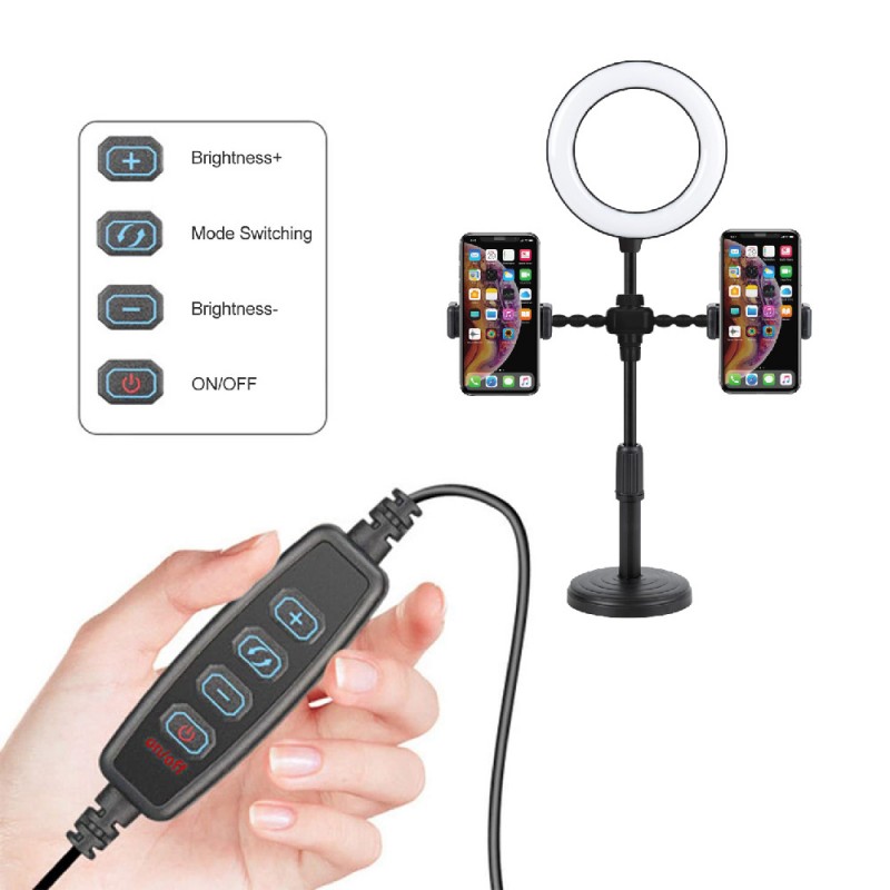 Desktop Stand with Selfie LED Ring Light