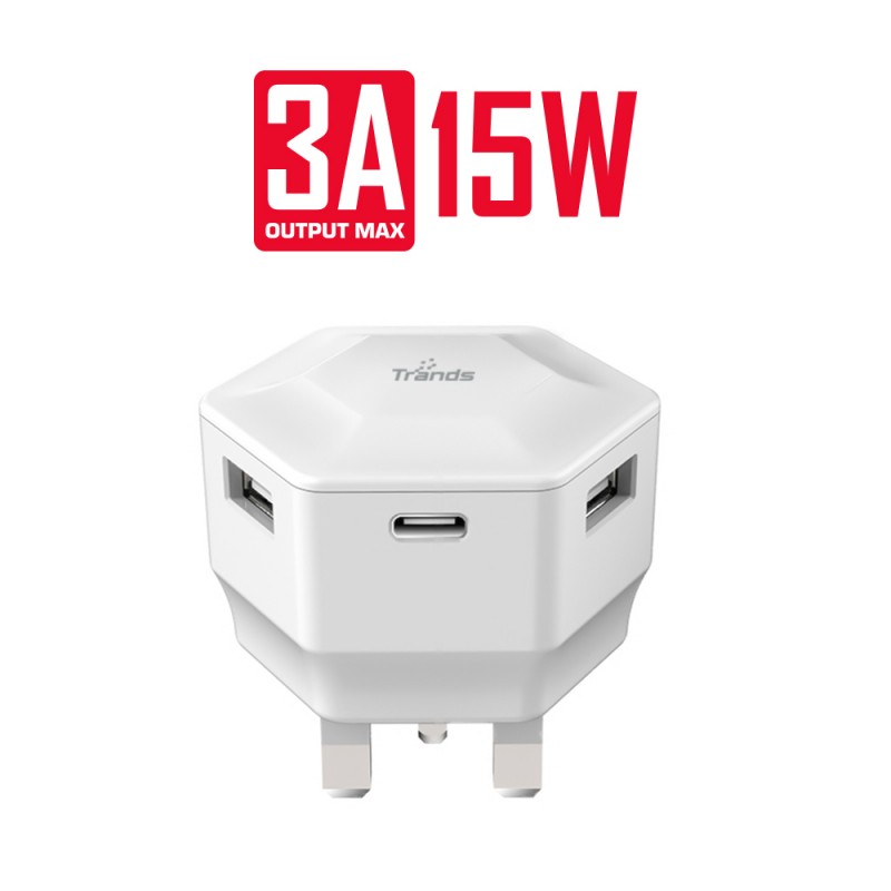 15W Dual Port Travel Charger with Type-C Port