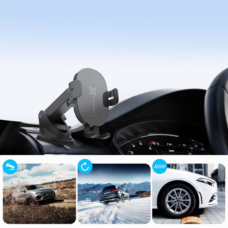 2 in 1 Auto Clamping Wireless Car Holder