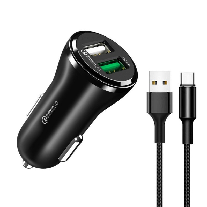 Car Charger with Type-C Cable