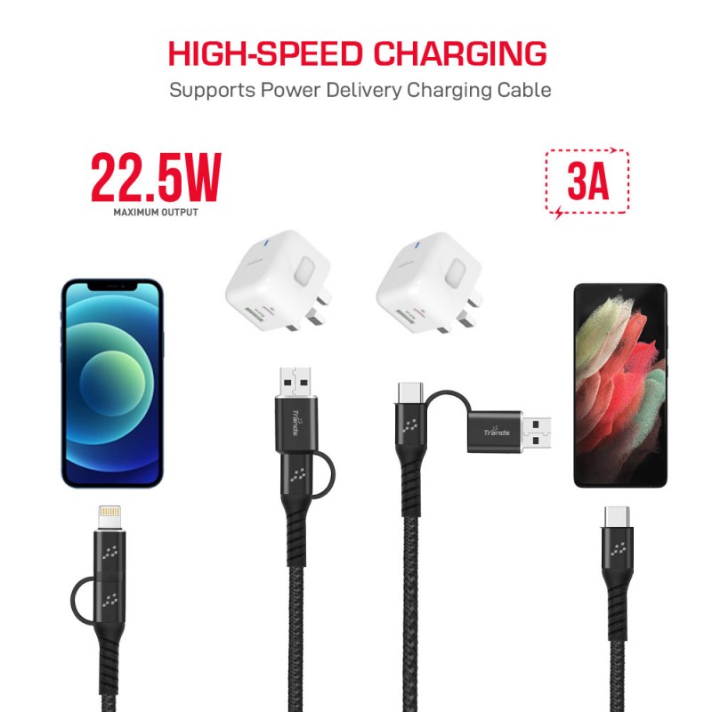 4 in 1 Cable (USB and Type-C) + (Type-C and Lightning)