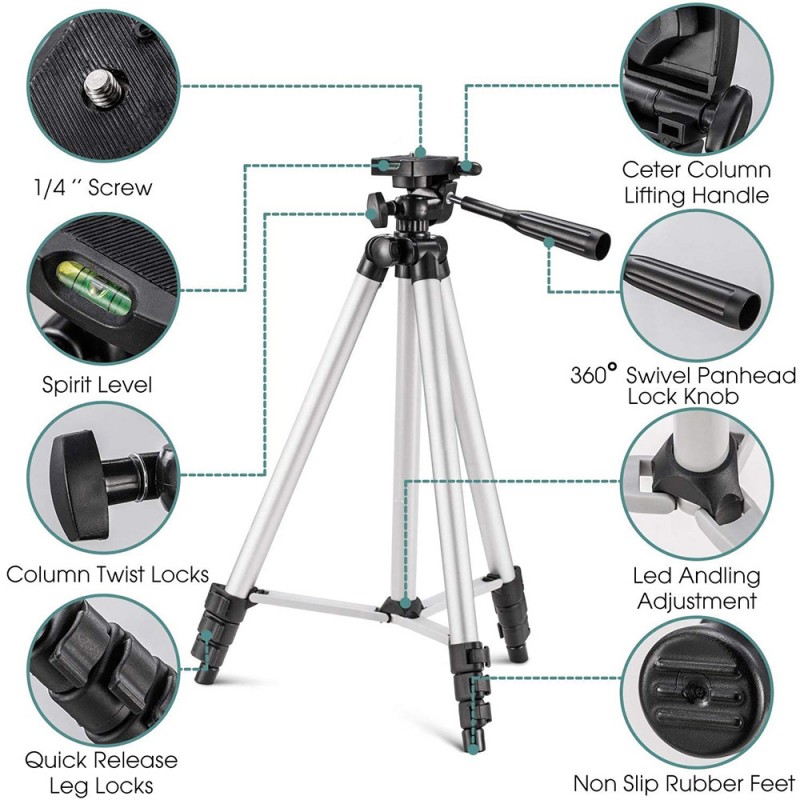 Tripod Stand with Mobile and Camera Holder