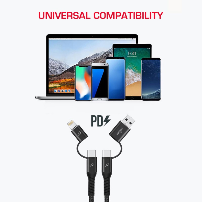 4 in 1 Cable (USB and Type-C) + (Type-C and Lightning)