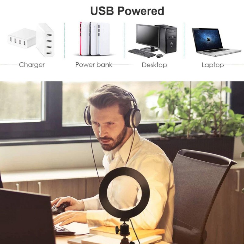 Desktop Stand with Selfie LED Ring Light