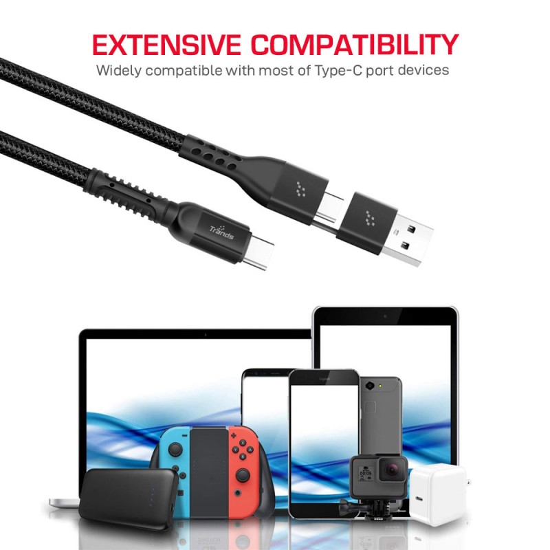 18W 2 In 1 Type-C to Type-C and USB Cable