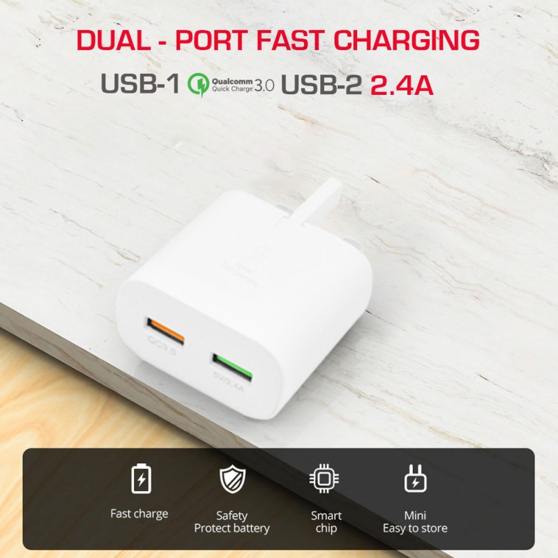 30W Travel Charger with USB to Type-C Cable
