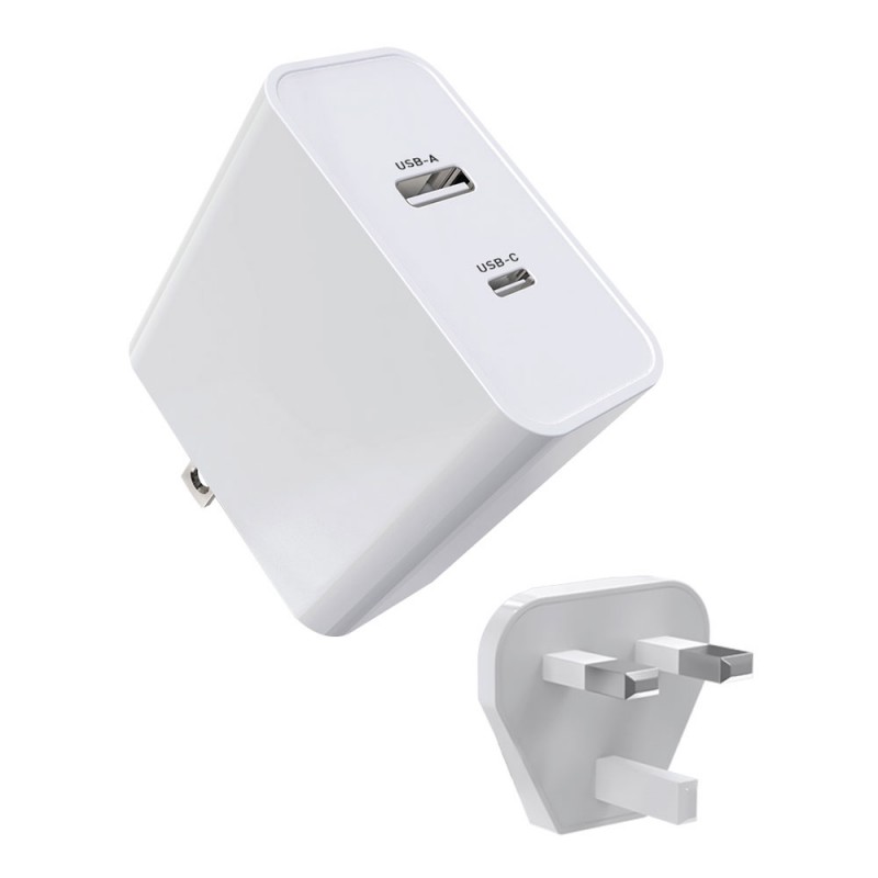 GaN Fast Travel Charger with Dual Ports (Type-C and USB)