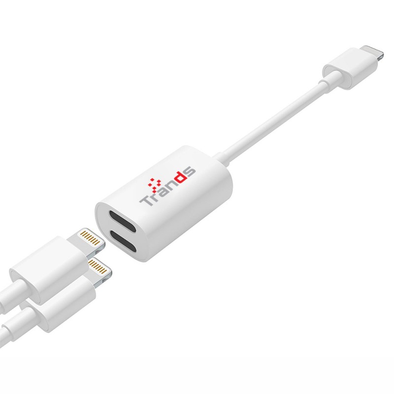 Single Male to Dual Female 8 Pin Audio and Charging Connector Splitter Adapter