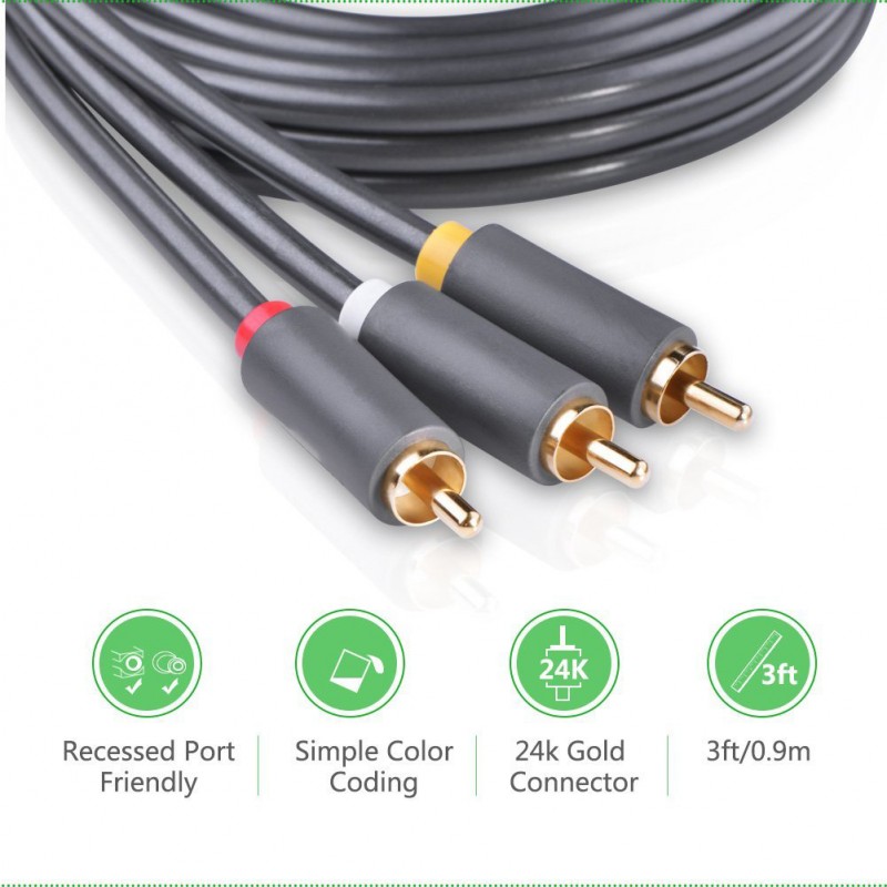 3 Rca Male To 3rca Male Cable Tr Ca472 Trands® International 3986