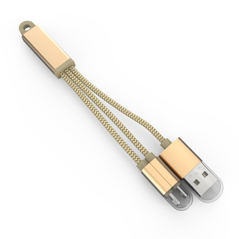2 In 1 Nylon Braided USB Keychain Data Cable